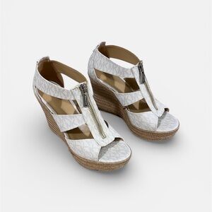 Michaels Kors Logo wedge White Sandals